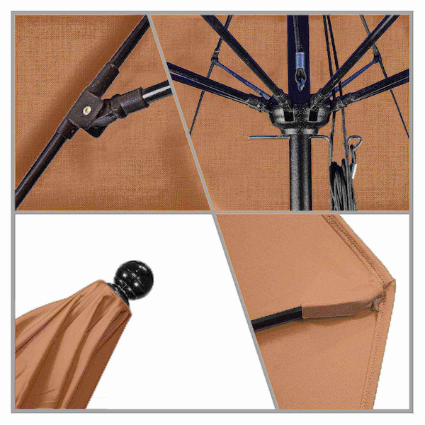 11' Black Aluminum Market Patio Umbrella, Sunbrella Cocoa